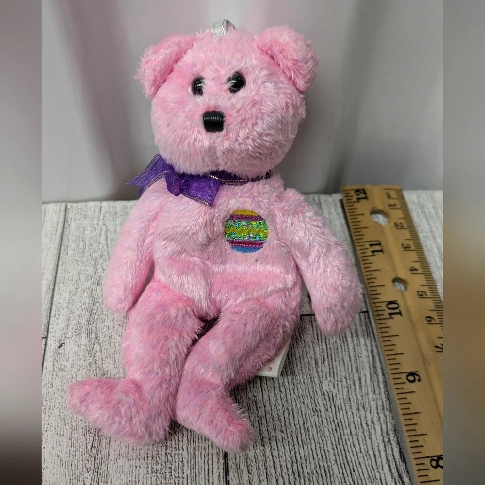 Ty Eggs Pink Bear with Purple Bow